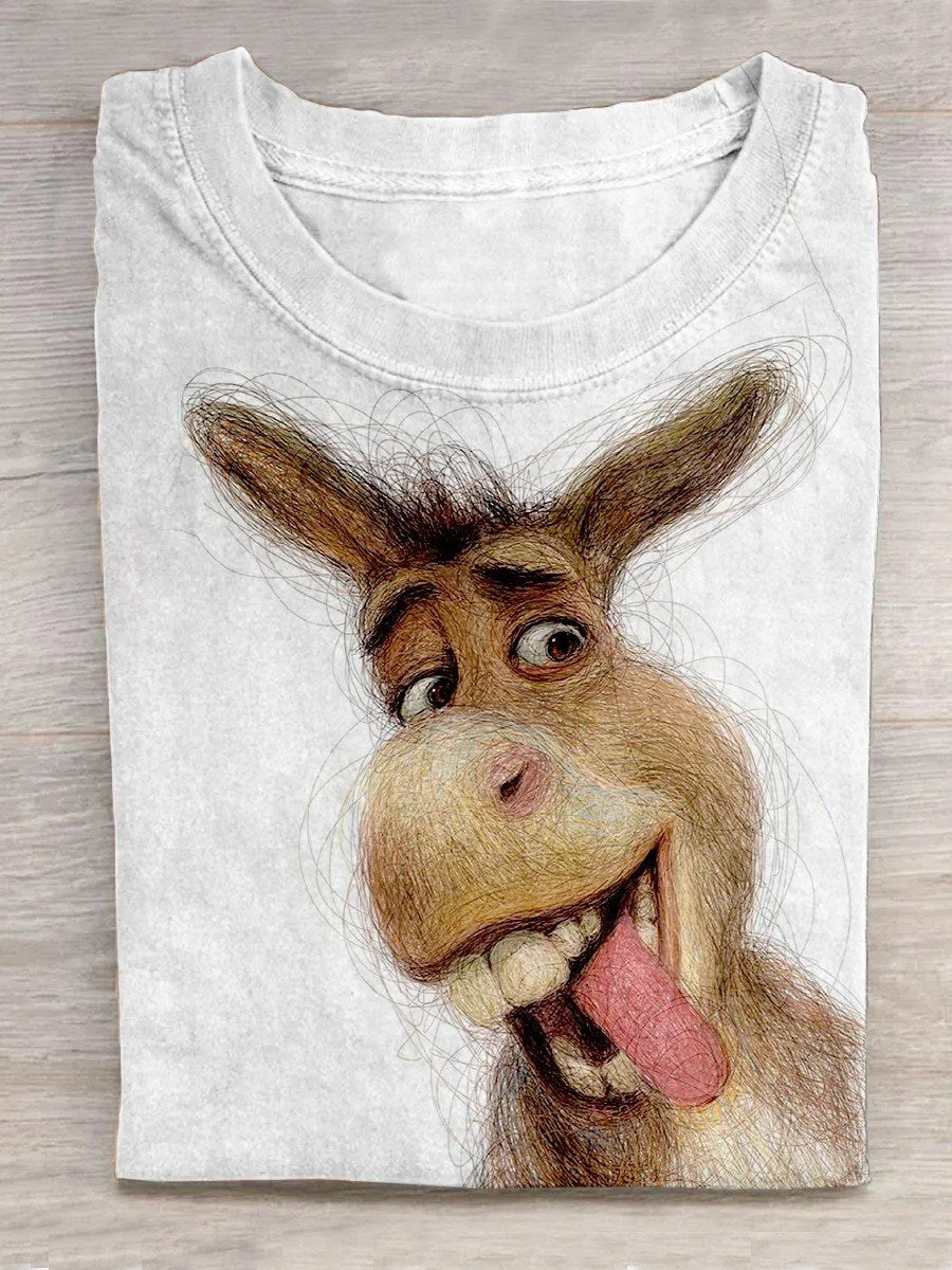 Eagerlys Funny Donkey Art Print Design T-shirt Eagerlys