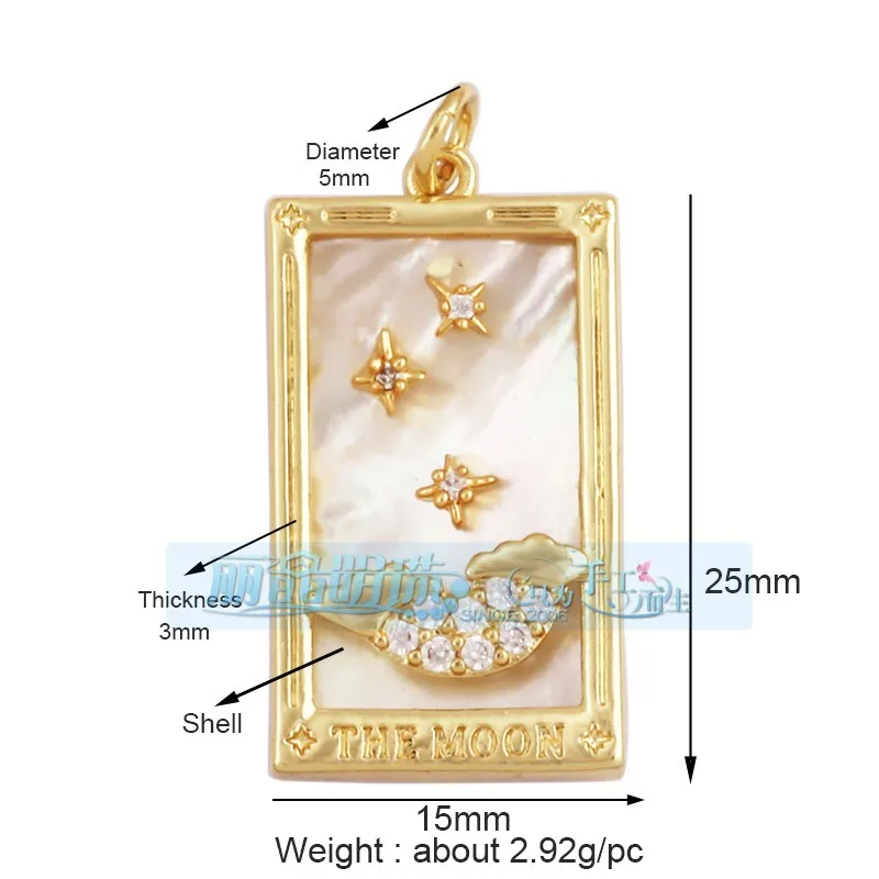 1 Piece 12 * 23mm 15*15mm 5*12mm Hole 5~5.9mm Half 925 Silver Zircon Sun Moon Pendant Jewelry Accessories