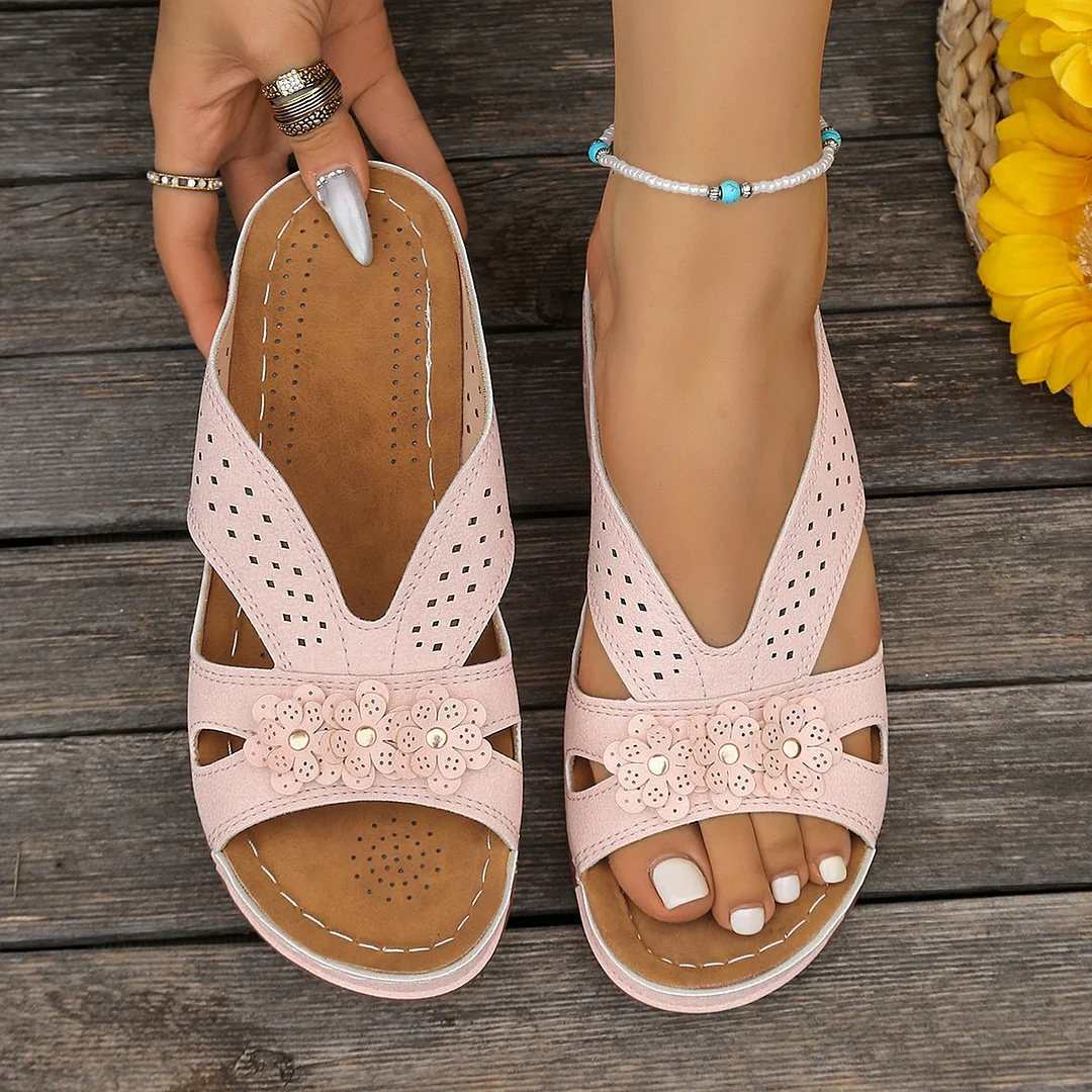 Breakj Breakj Pure-Colored Slope And Slippers Women 2025 Summer New Flower Fashion Thick Bottom Fish Mouth Cold Slippers Women