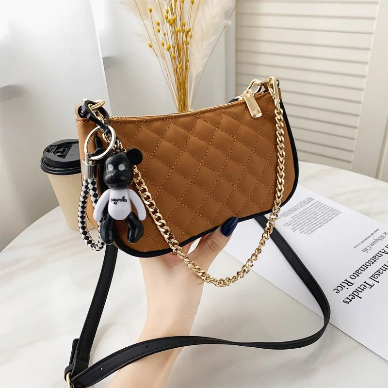 էѧӧܧ PU Leather Underarm Bags for Women 2020 Designer Shoulder Handbags Winter Branded Women's Trending Chain Hand Bag