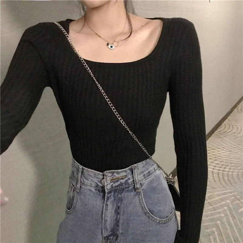 casual autumn winter slim Sweater pullovers women long sleeve basic knit top female casual o-neck basic ribbed sweater