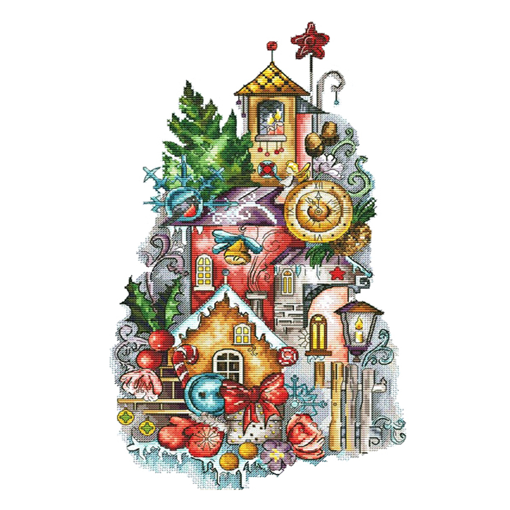 

Christmas House - 14CT Counted Cross Stitch - 40*55CM, 501 Original