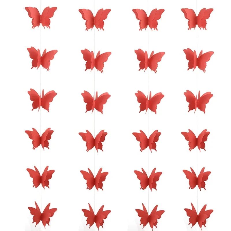 2.8m Colorful 3D Butterfly Paper Garland Banner for Birthday Party Baby Shower Decoration Wedding Decoration Supplies