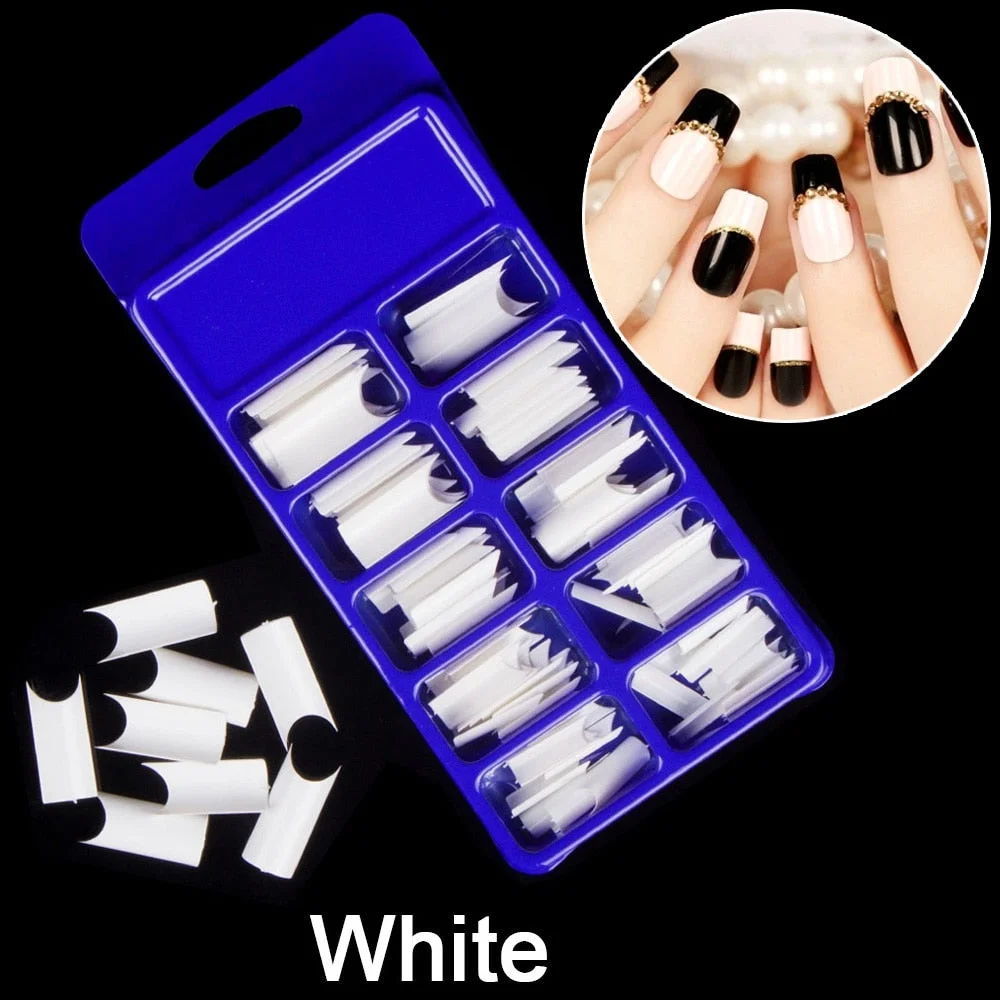 100pcs/set 10 Sizes Full Cover False Nail Tips Ballerina Coffin Fake Nails Square Stiletto French Acrylic Press On Nails-Nail Inspo