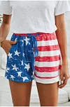American Flag Drawstring Casual Elastic Waist Shorts