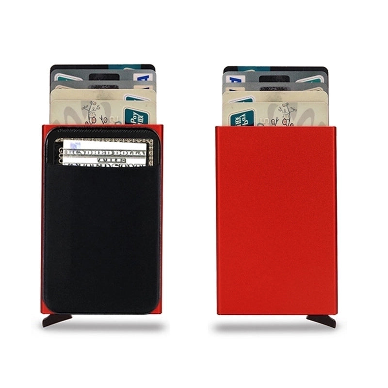 Men’s Solid Color Cloth Aluminium Alloy Open Card Holder