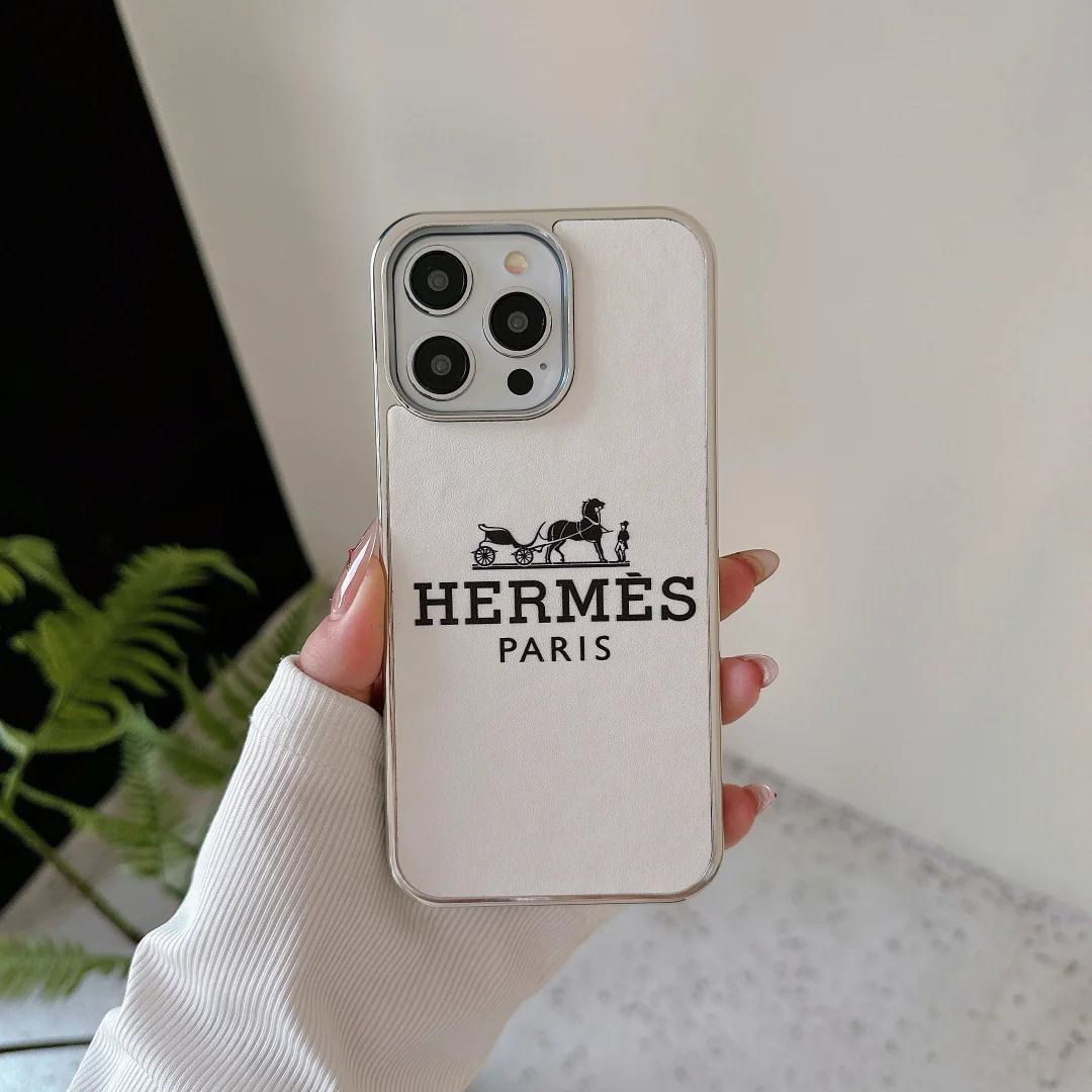 Hermes Hermès High Quality Electroplated Frame Leather Apple iPhone Case ProCaseMall
