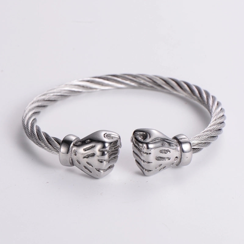 304 Stainless Steel 18K Gold Plated Hip-Hop Inlay Geometric Acrylic Pearl Bangle