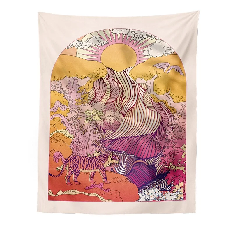 Mandala Tarot Card Pattern Blanket Tapestry Wall Hanging Tapestries Bedroom Bedspread Throw Cover Sun Moon Wall Decor 95x73CM