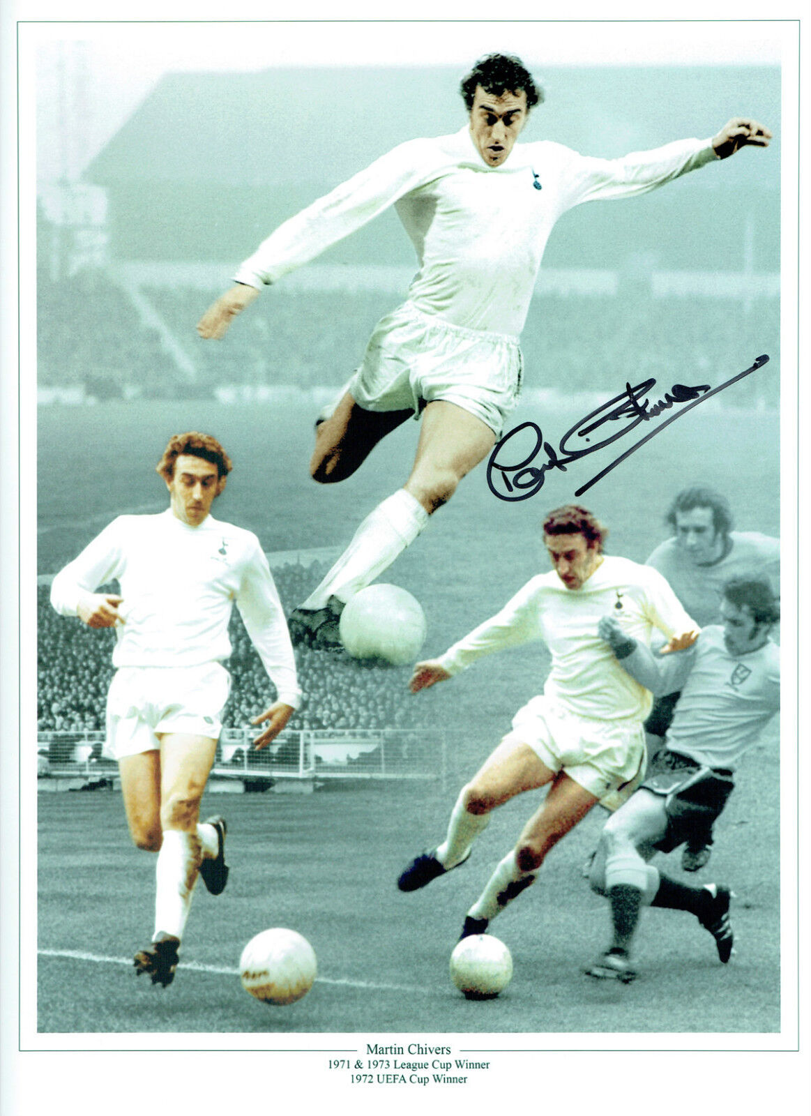 Martin CHIVERS Signed Autograph Tottenham 16x12 Spurs Montage Photo Poster painting AFTAL COA