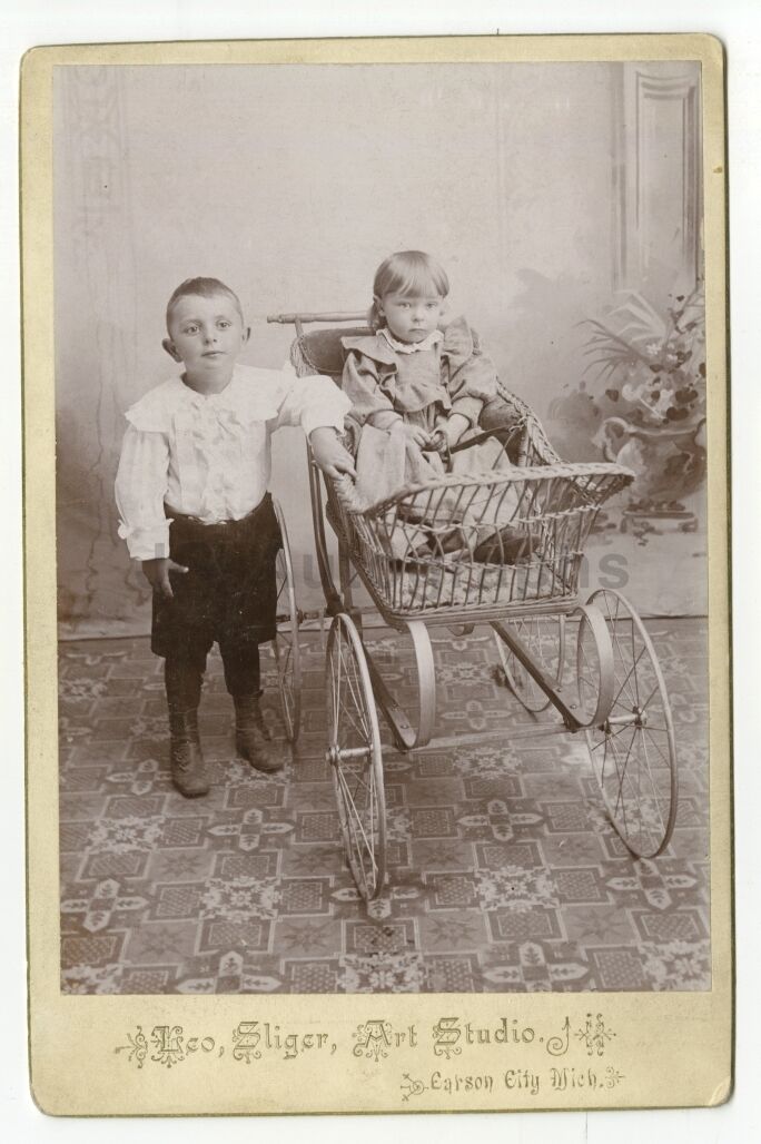 19th Century Children - 19th Century Cabinet Card Photo Poster painting - Carson City, Michigan