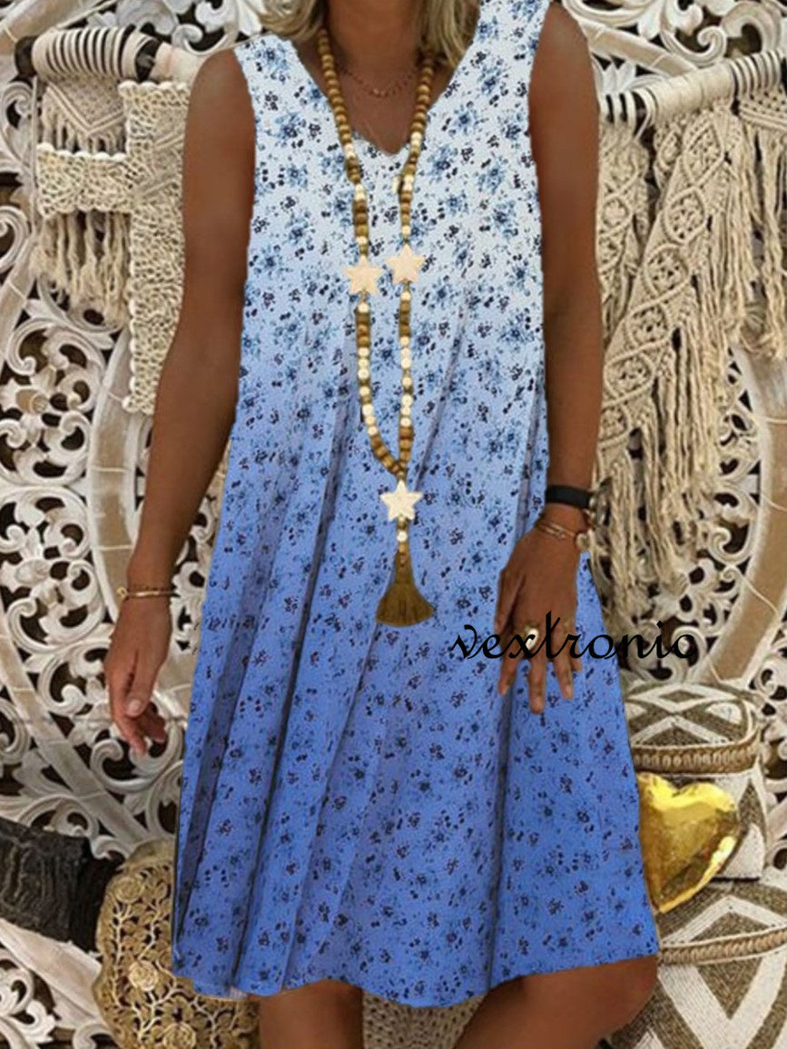 Women Half Sleeve V-neck Solid Color Dress