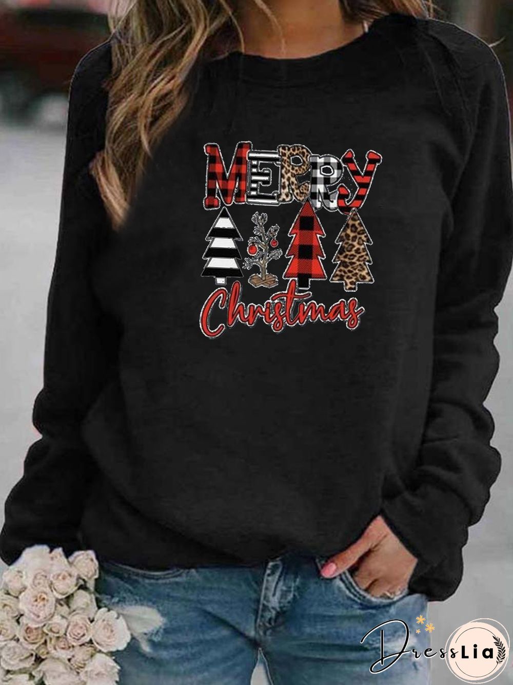 Plus Size Vintage Cotton-Blend Christmas Snowman T-shirt