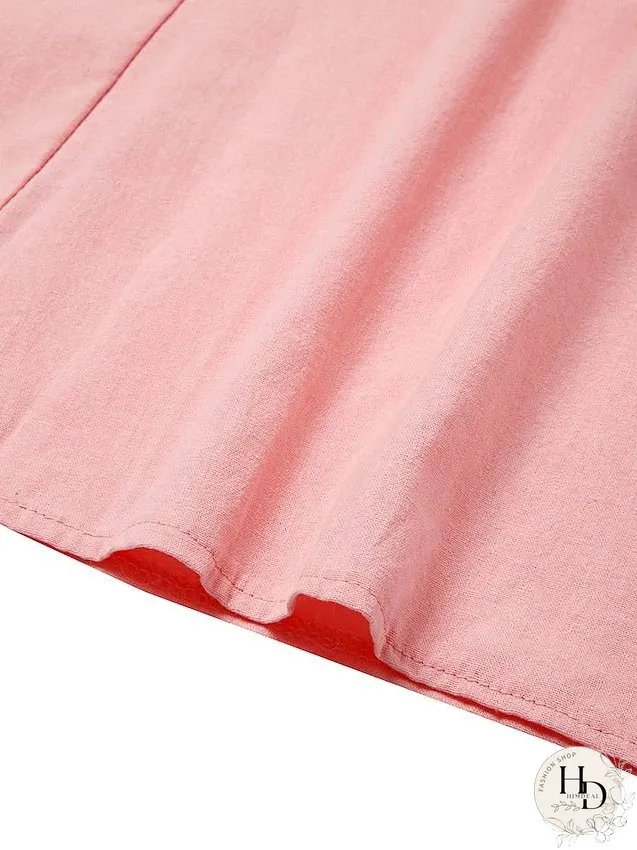 Casual Dress Cotton Dress Shift Dress Midi Dress Blue Pink Khaki Sleeveless Pure Color Pocket Spring Summer Crew Neck Basic Daily Vacation Weekend Loose Fit S M L XL XXL for Women