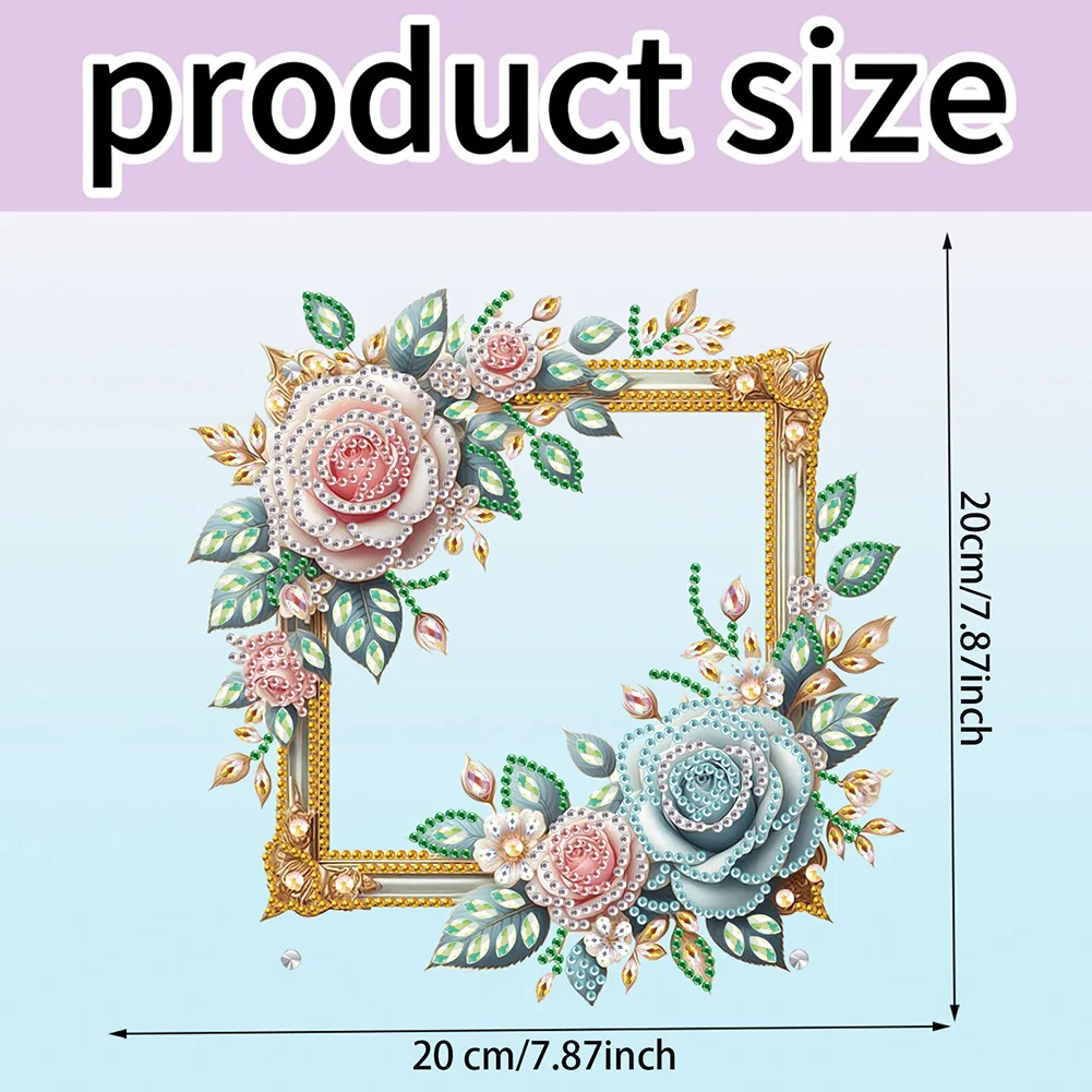 5D DIY Rose Acrylic Special Shape Rhinestone Tabletop Photo Frame Kit