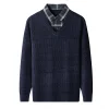 Men's Fake Two-piece Warm Knitted Bottoming Shirt