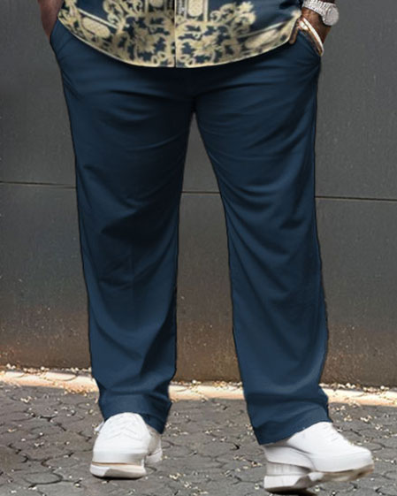 Men's Plus Size Elegant Classic Geometric Short Sleeve Shirt Shorts Set