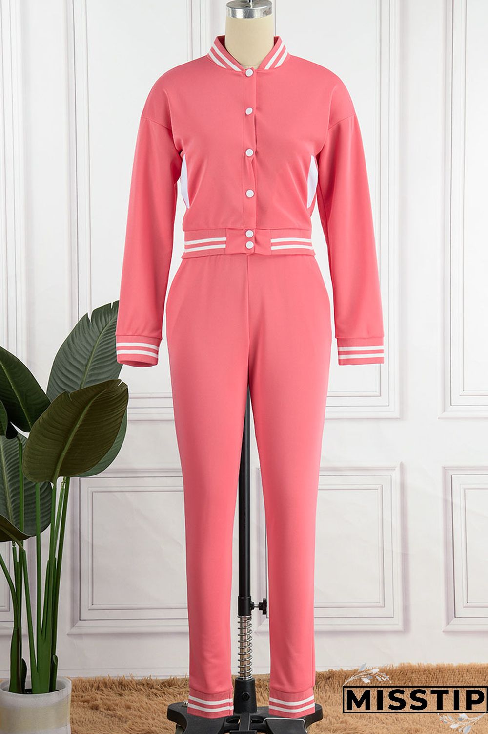 Green Casual Solid Patchwork Buckle Long Sleeve Two Pieces