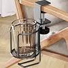 2 in 1 Clamp On Desk Cup Holder with Headphone Hanger Anti-Spill Table Cup Hook Easy To Install for Coffee Mups Water Bottles Headphones