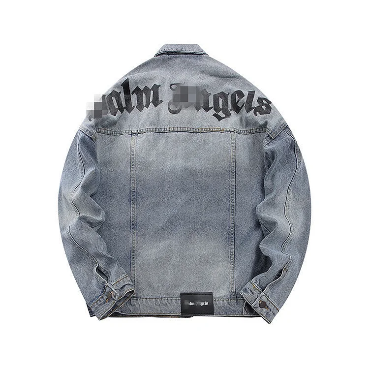 Palm Angle Jacket Palm Angels Jacket Letter Logo Patterned Denim Jacket Men and Women