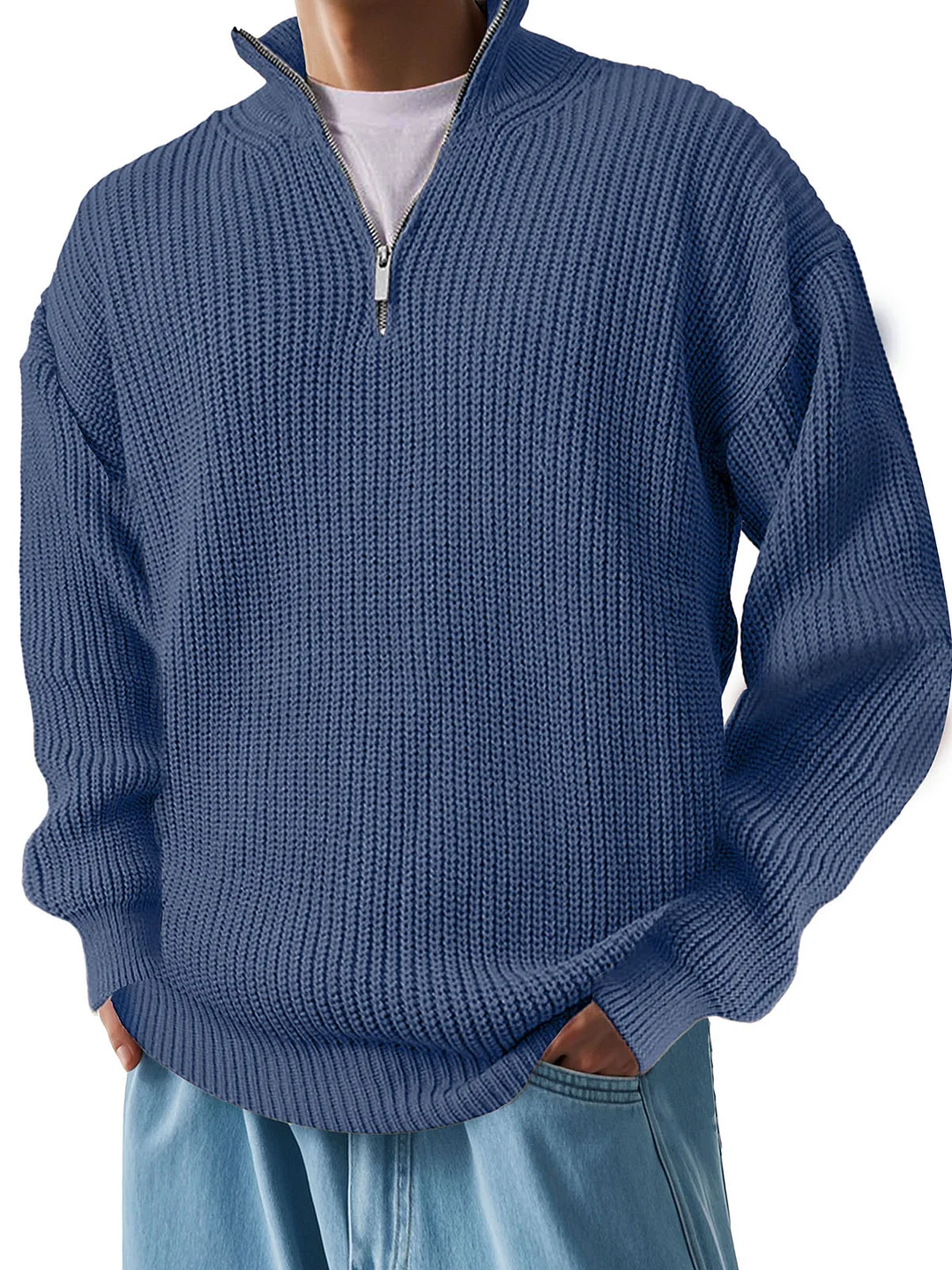 Men's Fashion Casual Stand Collar Long Sleeve Sweater 