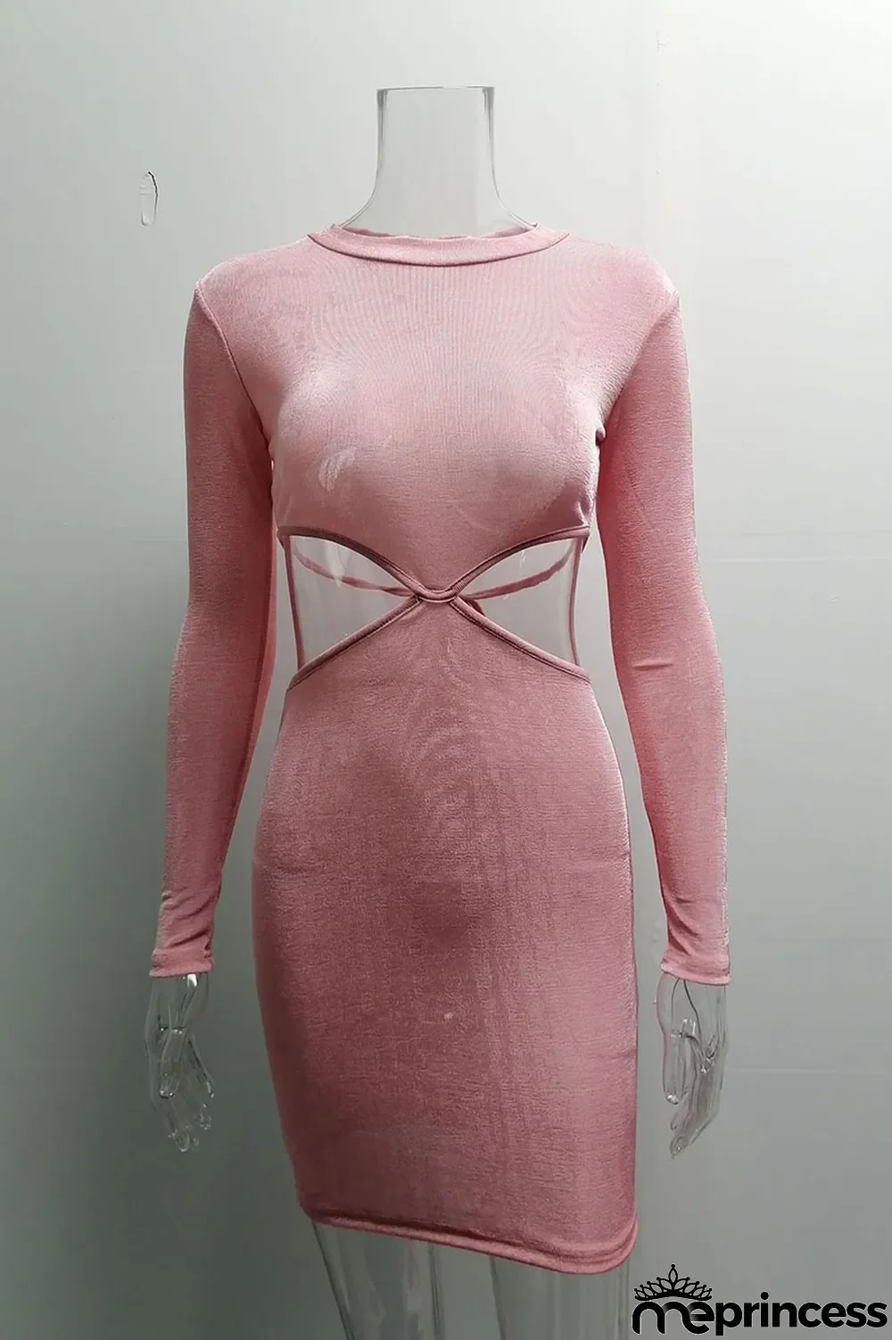 Apricot Fashion Sexy Solid Hollowed Out O Neck One Step Skirt Dresses