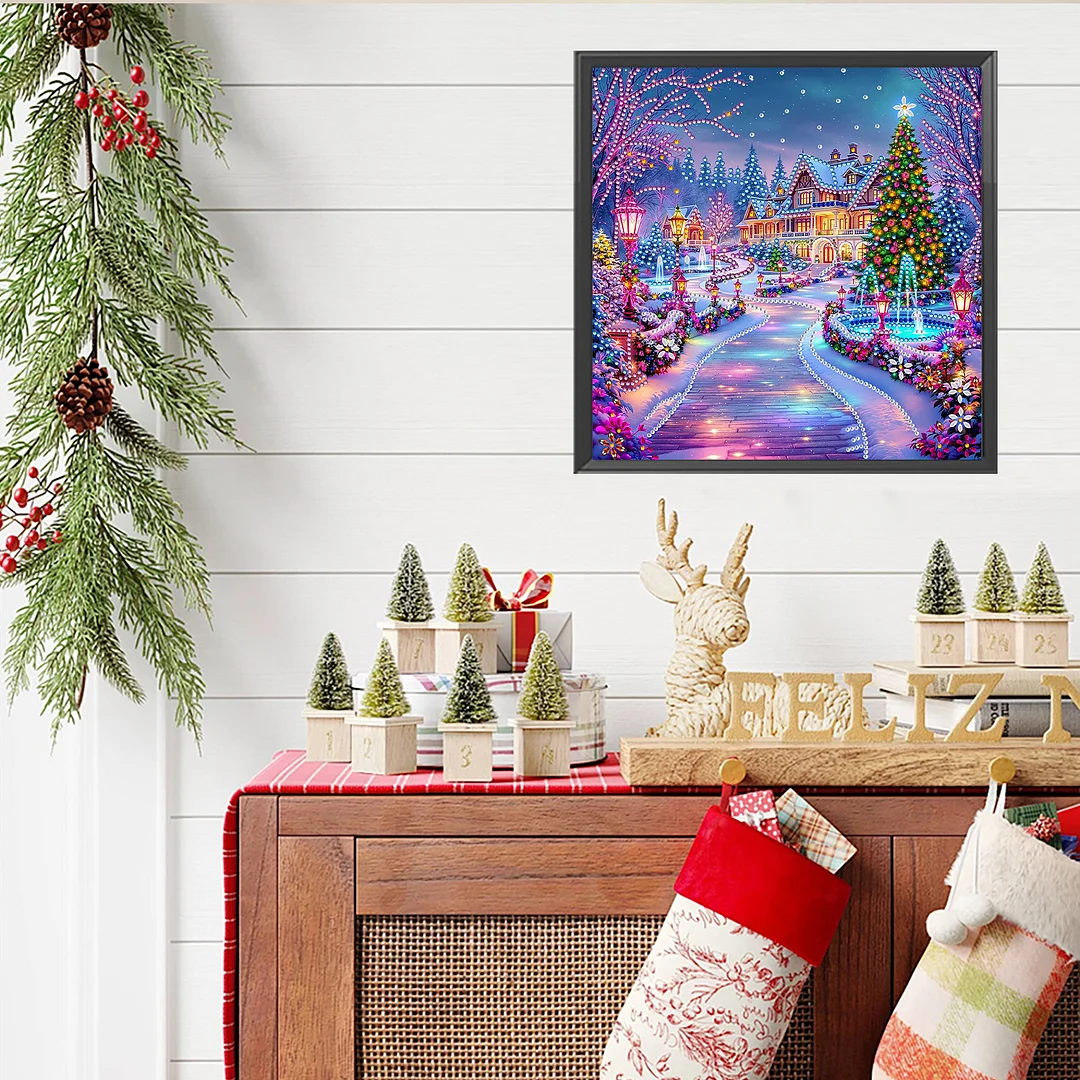 Christmas House - Diamond Painting - Partial Special Shaped Drill(Canvas|30*30cm)