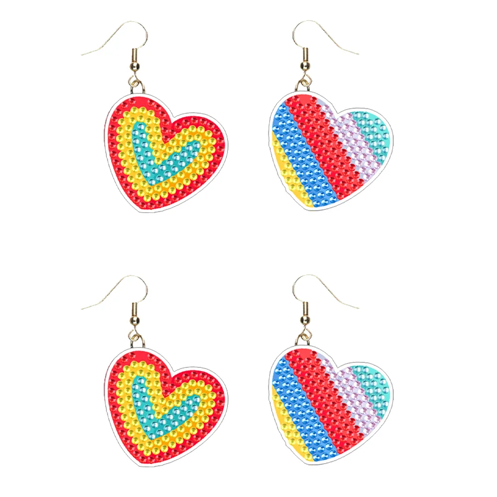 DIY 2 Pairs Special Shaped Double Sided Diamond Painting Earrings