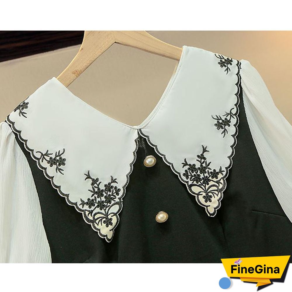 Embroidery Lapel Tee+Wild Shorts P11424