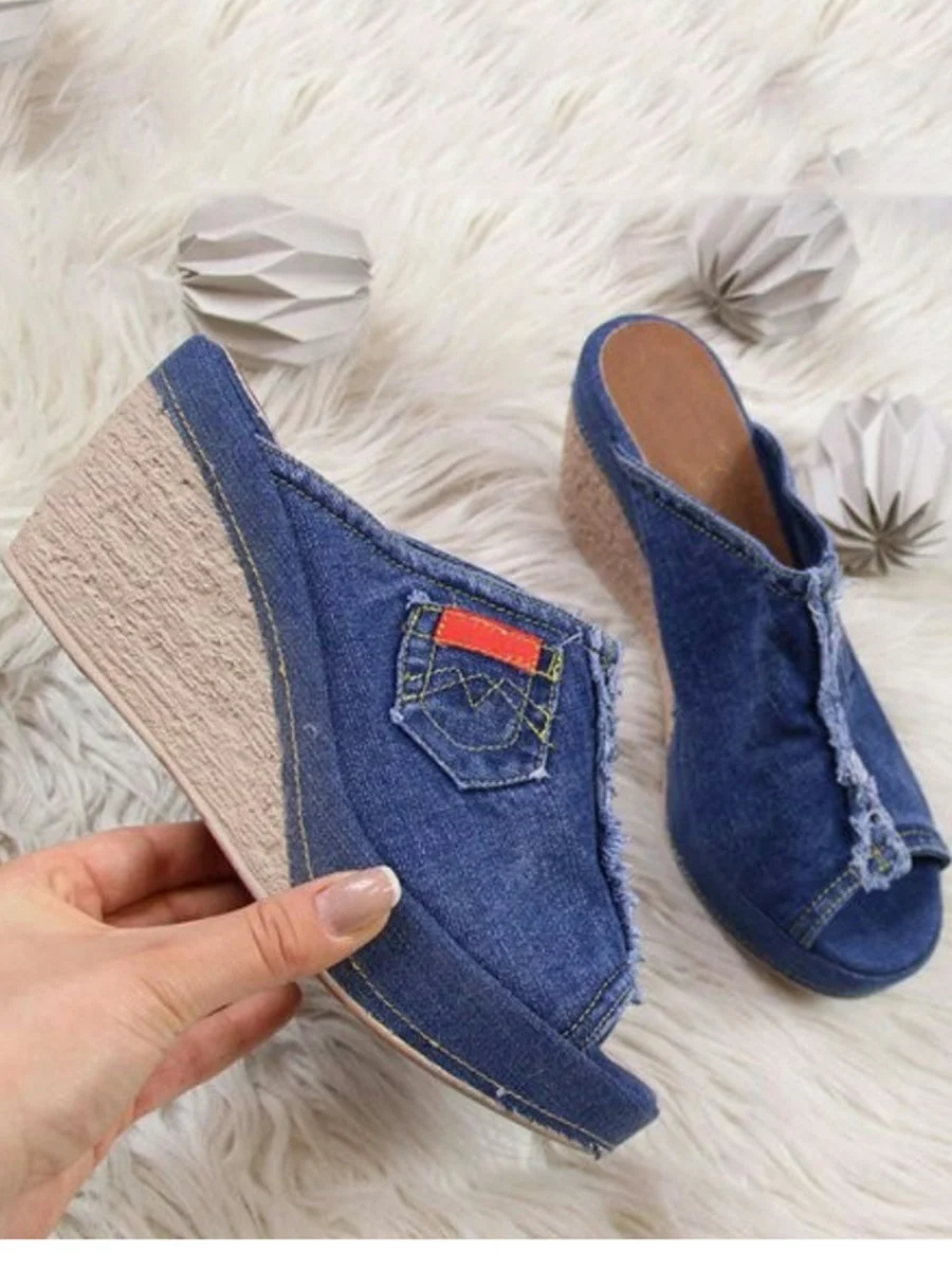 Sandalias De Cuña Casuales De Peep Toe