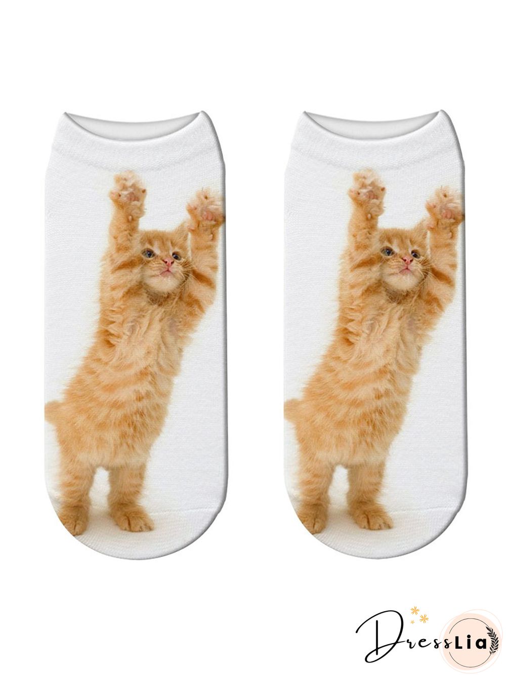 Cotton Knit Cat Pattern Socks