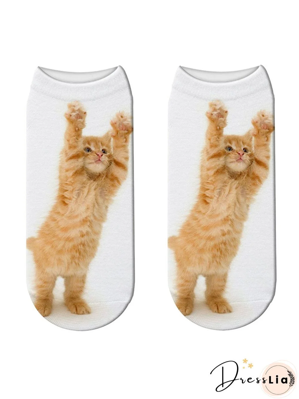 Cotton Knit Cat Pattern Socks