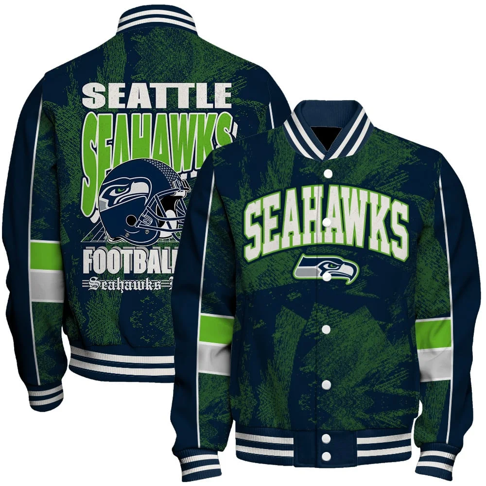 Seattle Seahawks Football Team 2024 - 25 Cheering Symbols Unisex Varsity Jacket