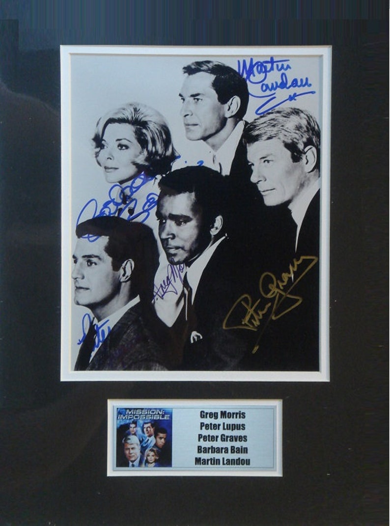 MISSION IMPOSSIBLE CAST Signed Photo Poster painting Plaque X5 Peter Graves, Martin Landau, Barbara Bain, Greg Morris, Peter Lupis + wcoa