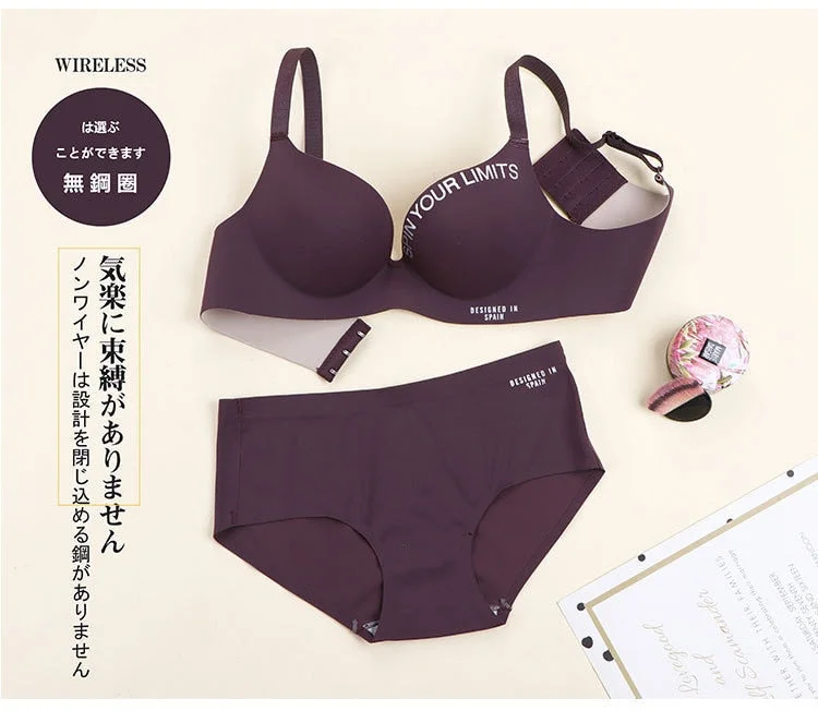Women's Cotton Bra Sexy Letter Underwear Fashion Push Up Comfort Brassiere One Piece Seamless Underwear Female Sexy Lingerie