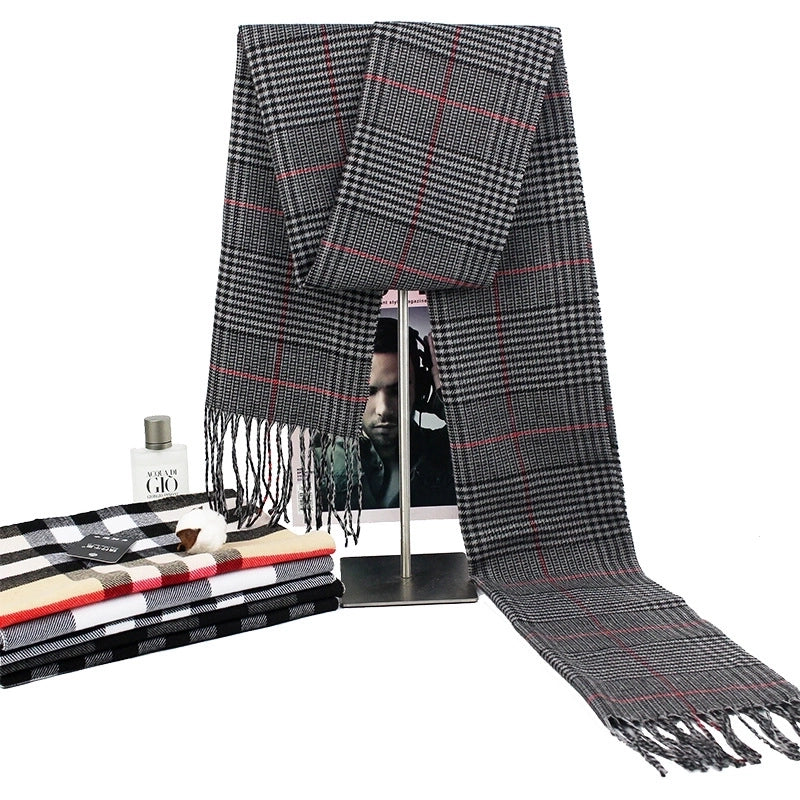 New Autumn And Winter Imitation Cashmere Student Men’s Business Casual Brushed Thick British Plaid Scarf Long Men’s Scarf