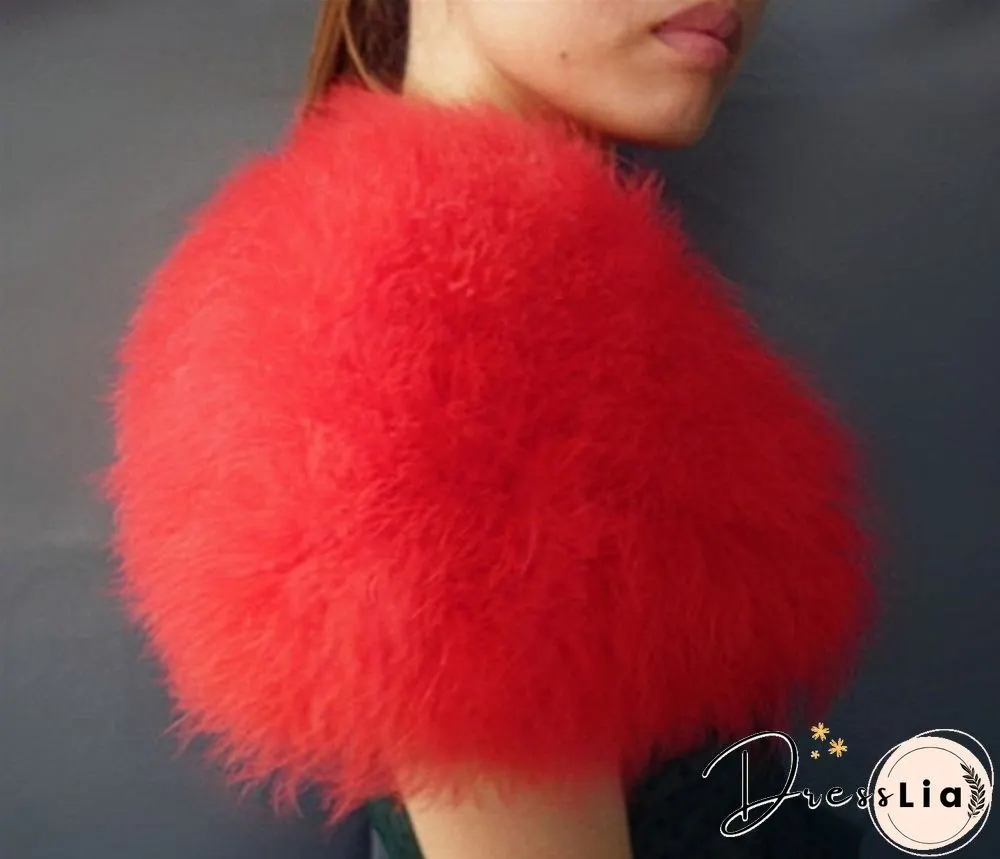 Wedding High Qualtity Real Ostrich Feather Fur Coat Shrug Jacket Colorful