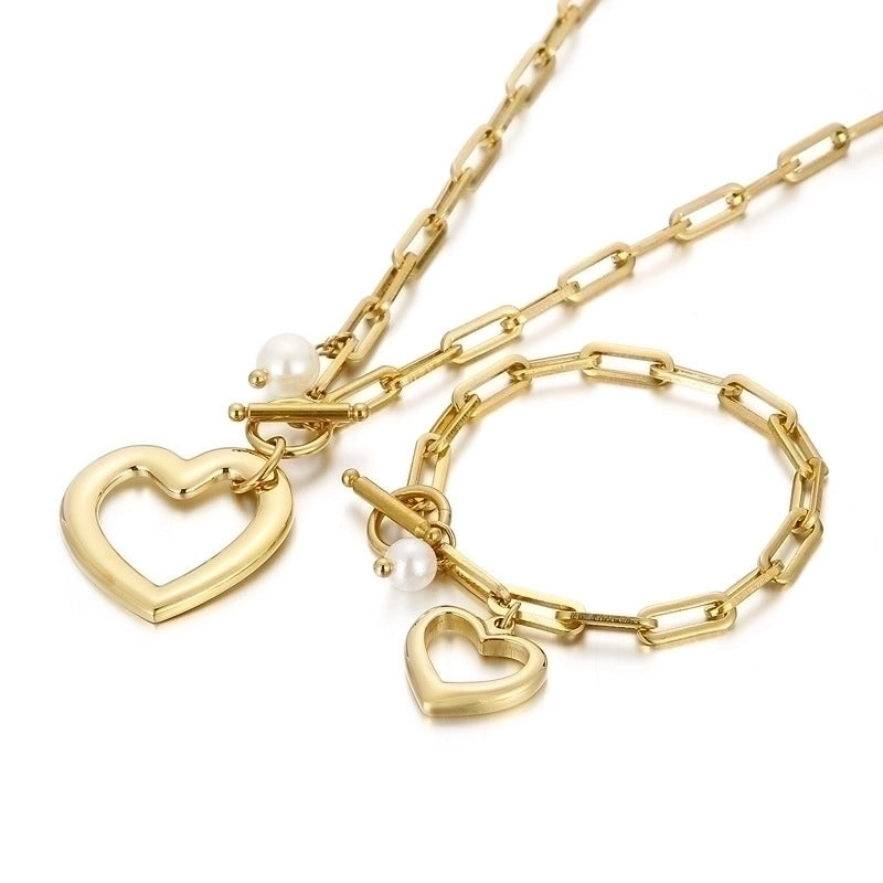 Titanium Steel 18K Gold Plated Fashion Heart