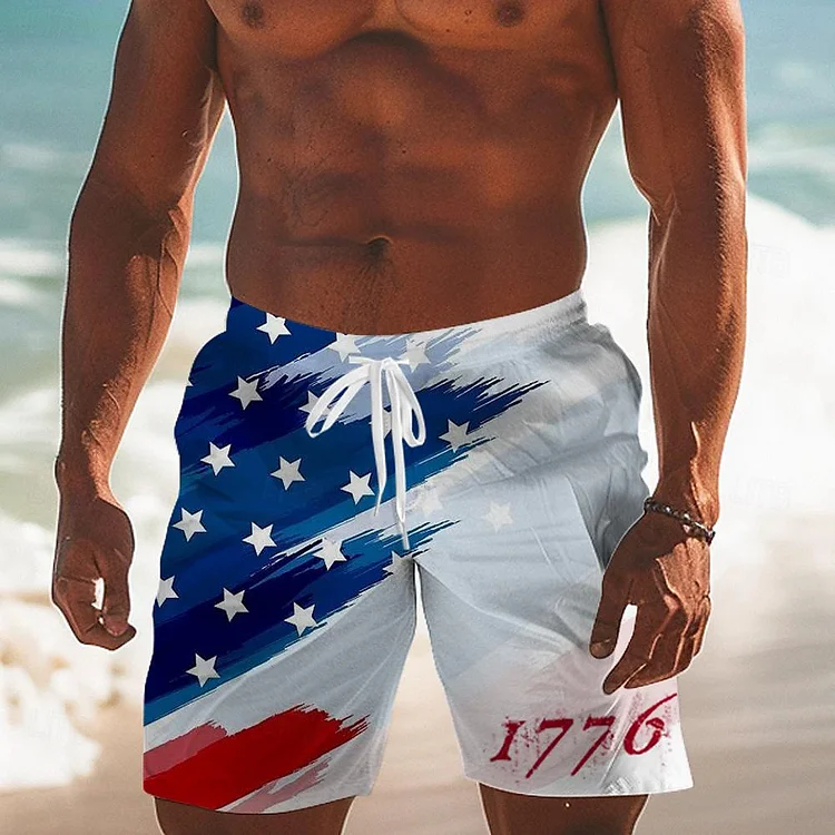 Independence Day American Flag Print Men's Mini Shorts