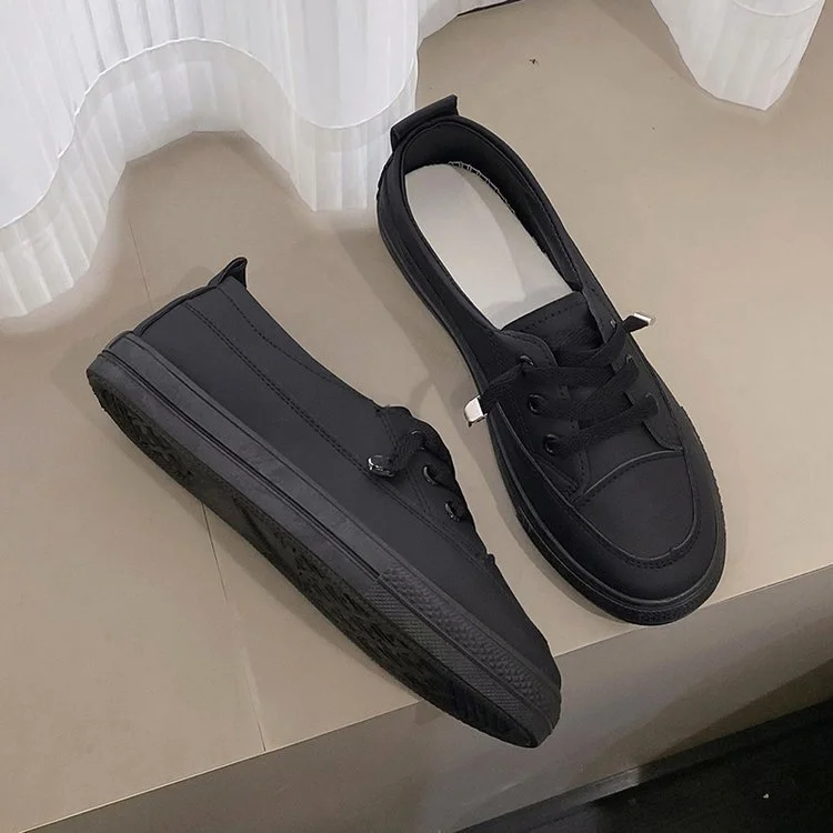 Churchf Churchf Summer New Solid Color Round Head Board Shoes Female Students Leather Face Single Shoes Korean Version Ins Wind Casual Small White Shoes Female