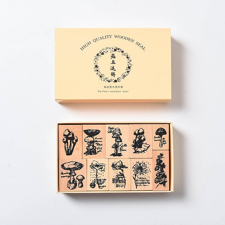 JOURNALSAY 8pcs/10pcs/set Vintage Decorative Wooden Stamps DIY Creative Journal