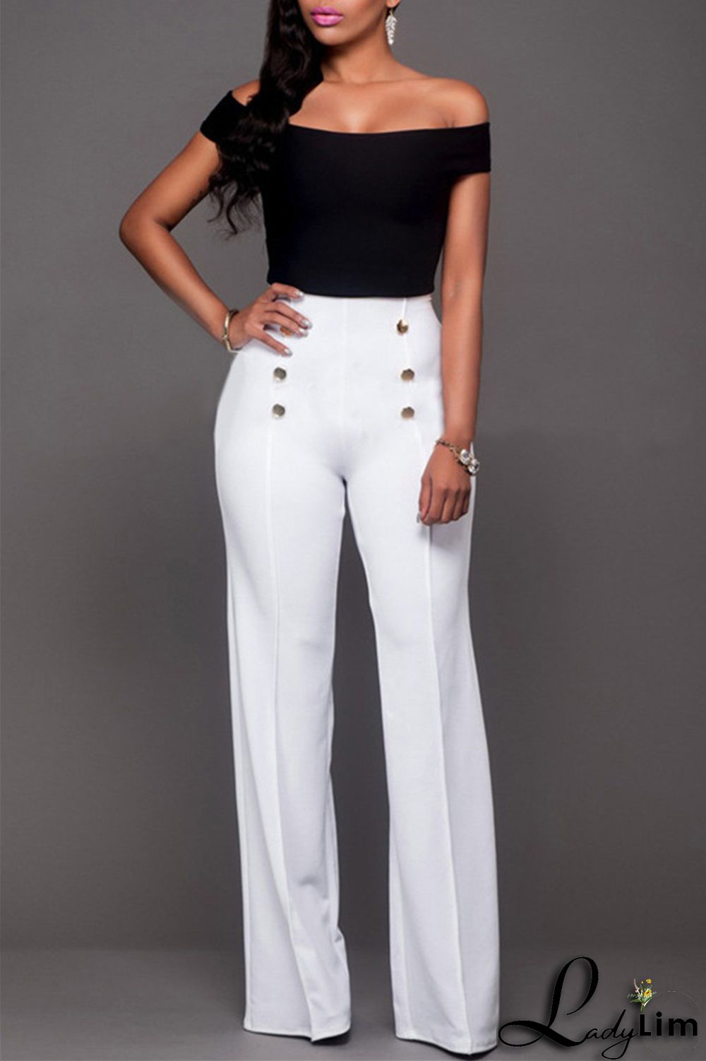 Rose Red Fashion Casual Solid Patchwork Regular High Waist Trousers