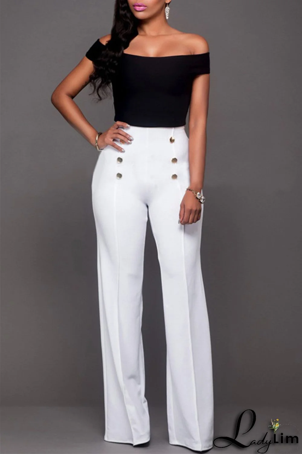 Rose Red Fashion Casual Solid Patchwork Regular High Waist Trousers