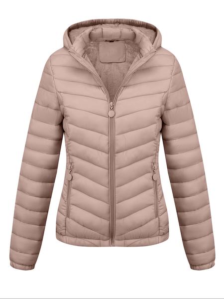 Women's Lightweight Puffer Jacket, Casual Fall & Winter Hooded Coat with Pockets, Warm Daily Commute Outerwear