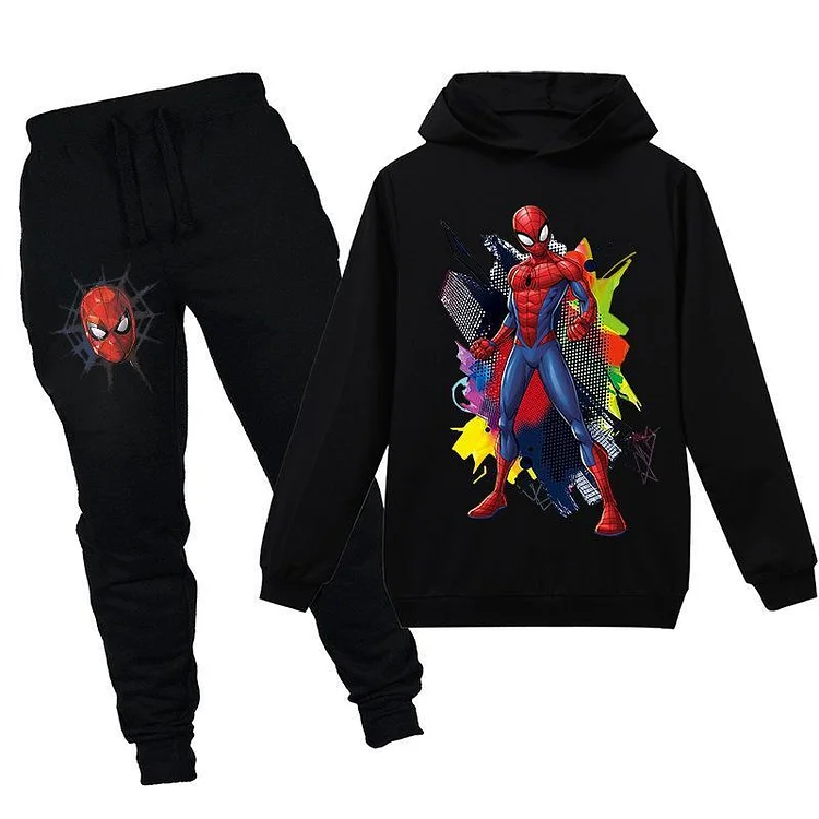 Mayoulove Kids Spiderman Hooded shirt and pants-Mayoulove