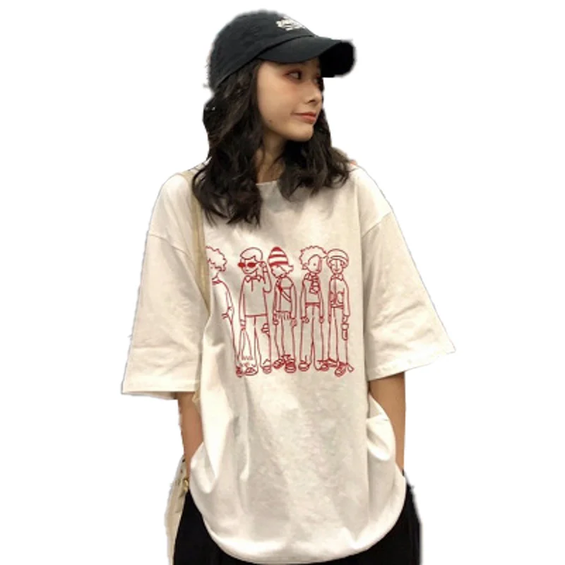 Uveng Uveng T-Shirt Female Loose Korean Version Joker Student College Style Top Fashion Bestie Wear 2024 Summer New Fashion