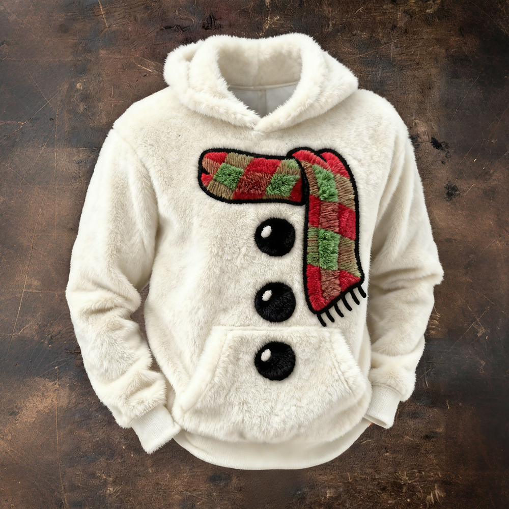 Christmas Snowman Costume Inspired Cozy Plush Hoodie elevenforest