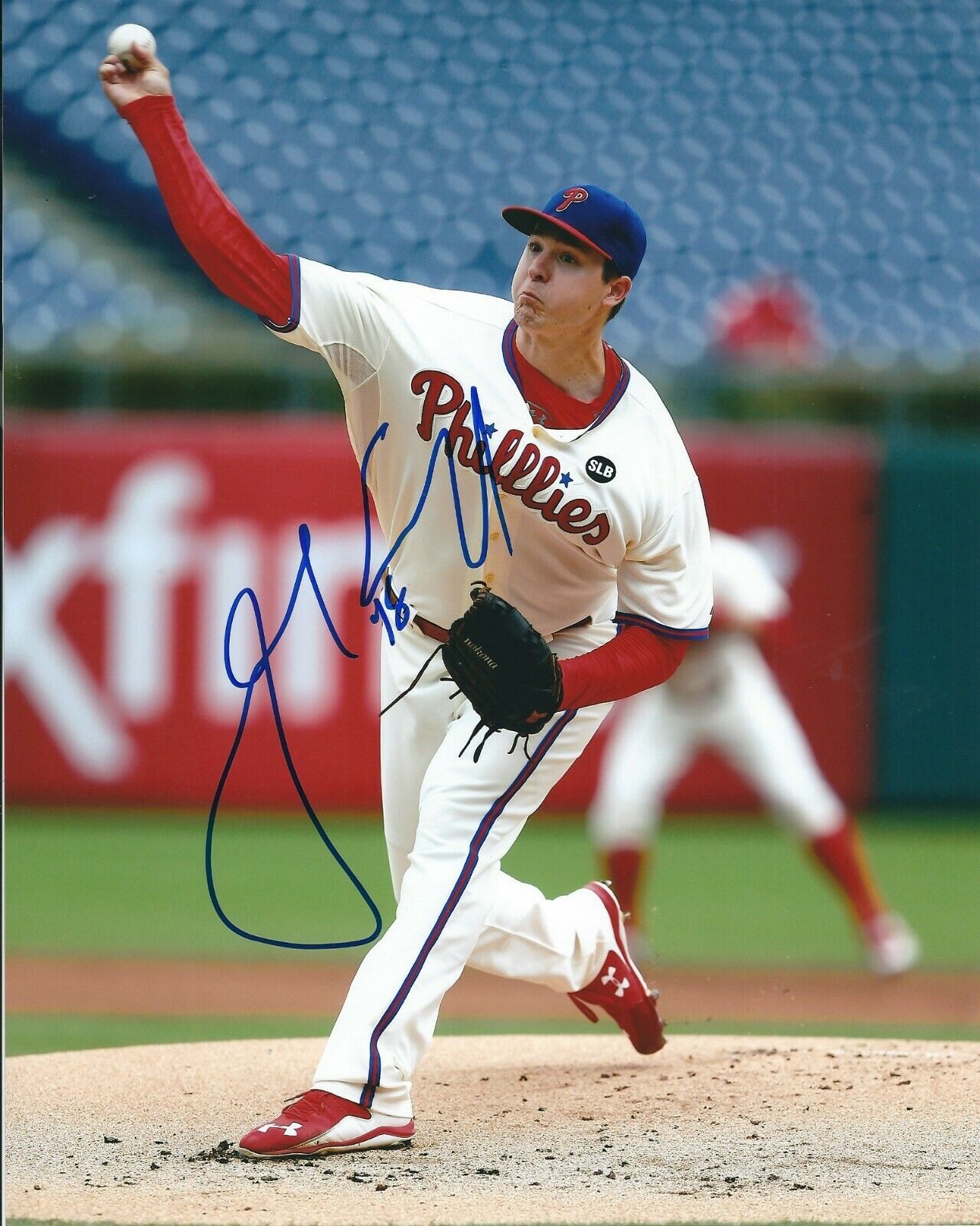 Signed 8x10 JERAD EICKHOFF Philadelphia Phillies Autographed Photo Poster painting - COA