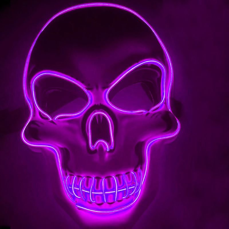Scary Skull Halloween Mask EL LED Light Up Party Gifts-elleschic
