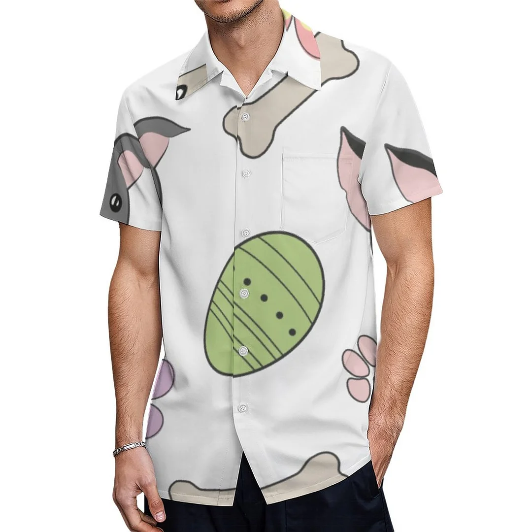Italian Greyhound Easter Eggs Cartoon Hawaiian Shirt Mens Button Down Plus Size Tropical Hawaii Beach Shirts